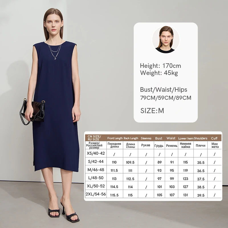 AMII Minimalist Office Lady Dress Women Summer 2026 Sleeveless Solid A-line Female Fashion Loose Chiffon Dresses 12522075