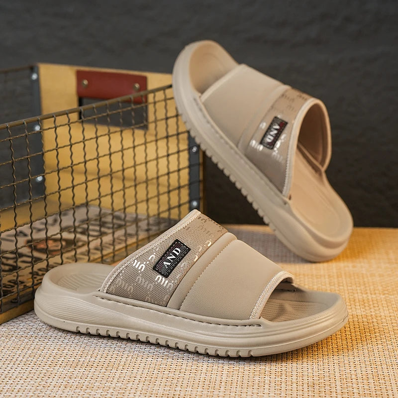 Men's one strap slides slippers summer breathable light anti slip comfort outdoor beach walking soft sole youth casual slippers