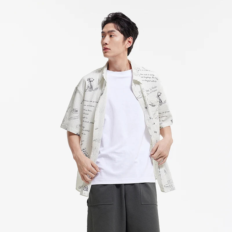 Semir Mens Shirt 2026 Short Sleeve All Over Printed Bubble Texture Tops Vacation Style Casual Fashion Soft Daily Wear