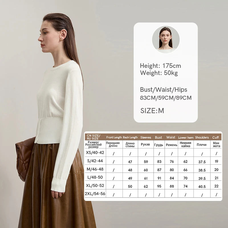 AMII Minimalist Women's Black Sweater 2026 Autumn Simple Commuting O Neck Pullover Long Sleeved Casual Knitted Tops 12523155