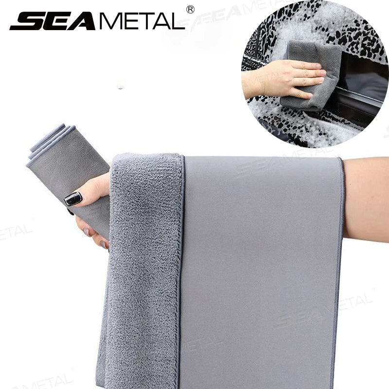 SEAMETAL Super Absorbent Car Drying Washing Towel Suede & Coral Double-sided Car Household Cleaning Cloth Rags Car Accessories