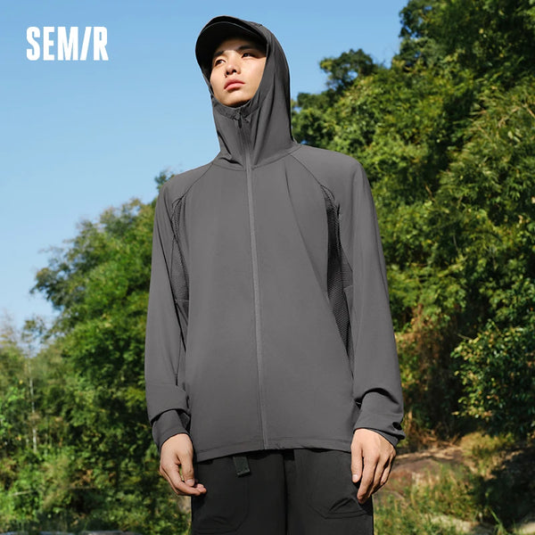 អាវបុរស Semir ការពារកាំរស្មីយូវី មានអារម្មណ៍ត្រជាក់ មានខ្យល់ចេញចូលបានល្អ មានក្រណាត់ប៉ាក់ យឺត មានមួក រដូវក្តៅ ឆ្នាំ២០២៦ ម៉ូដទាន់សម័យសម្រាប់ក្រៅផ្ទះ មានផាសុកភាព