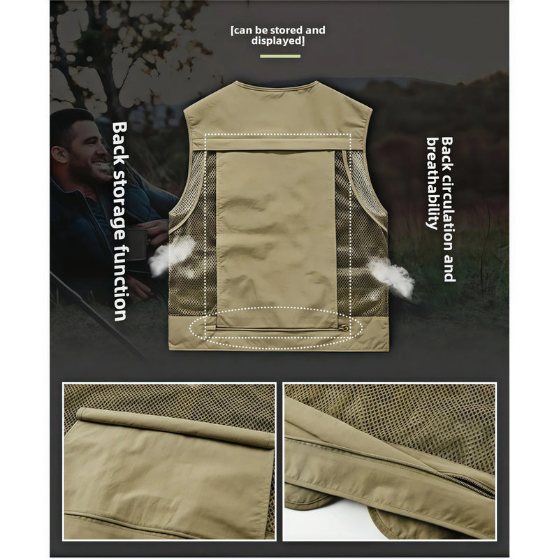 14 Pockets Summer New Men US Tactical Hiking Fishing Vest Mens Photographer Waistcoat Mesh  Sleeveless Jacket Vest 6XL