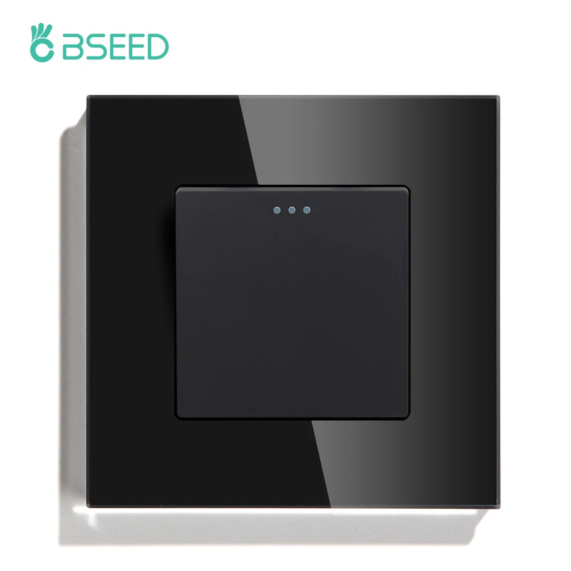 BSEED Mechanical Button Switch 1/2/3Gang 1Way Wall Power Socket USB Type-C Port Glass Frame Wall Switches Home Improvement