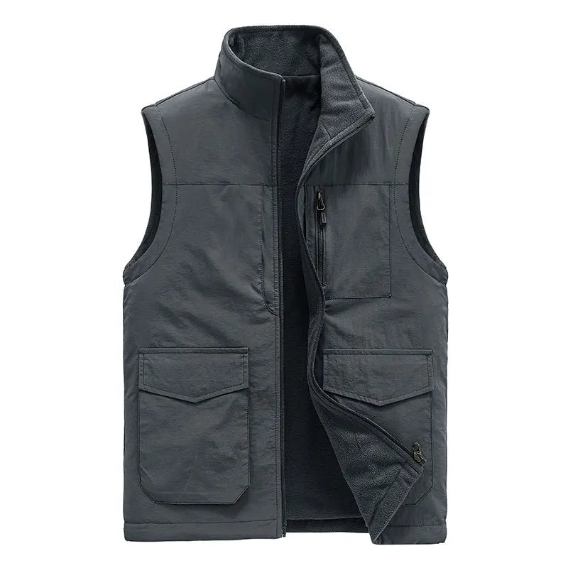 Men's Sleeveless Vest Jacket for Fall and Winter, Travel, Leisure, and Fishing Wear. Green, Khaki, Gray, Black, Red, Blue Coat.