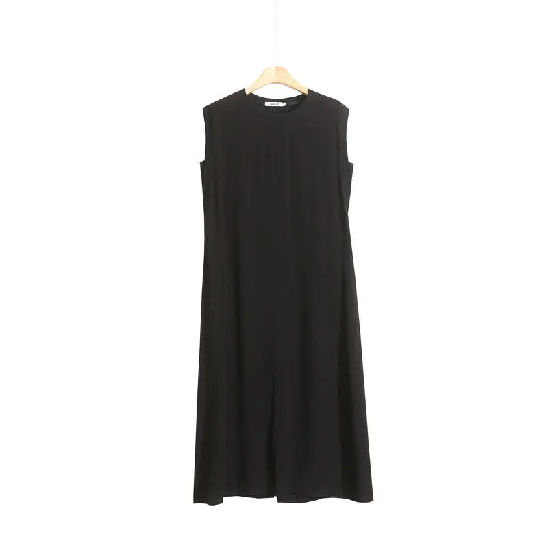 Large Size Cotton Silk Sleeveless Dress Women's Loose Polka Dots Leopard Print Nightdress Loungewear Round Neck Nightgowns