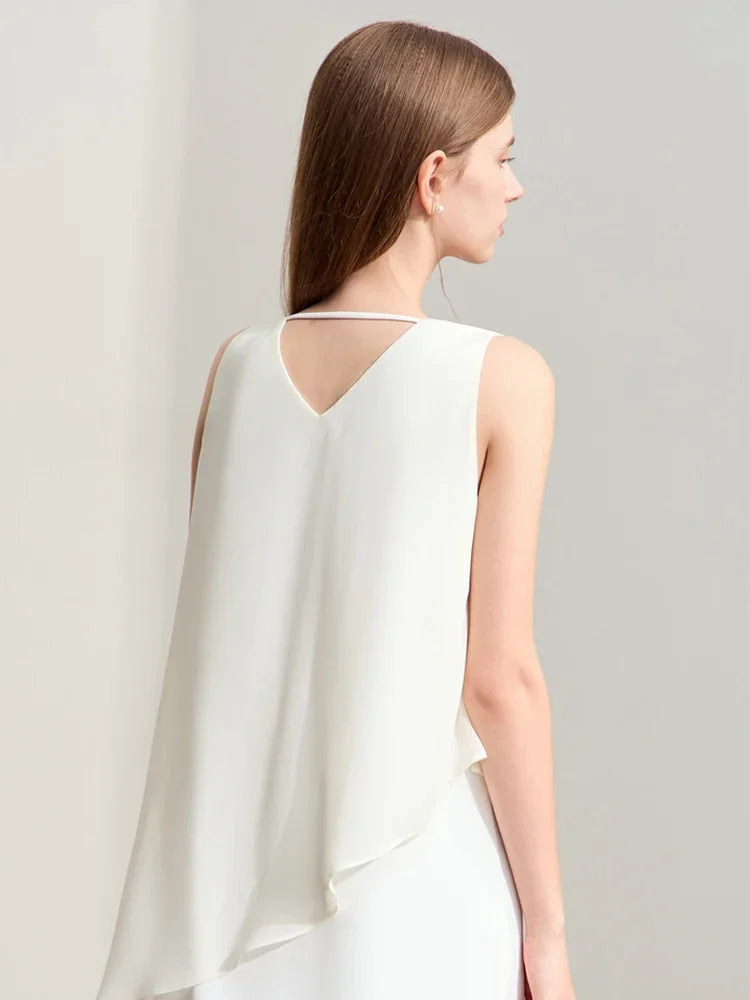 រ៉ូប Amii Minimalism 2026 សម្រាប់នារី រដូវក្ដៅ រចនាបថវិស្សមកាលថ្មី ក V ដេរភ្ជាប់ជាមួយក្រណាត់ Chiffon ស្រី ដៃខ្លី រ៉ូបរលុង 12452102
