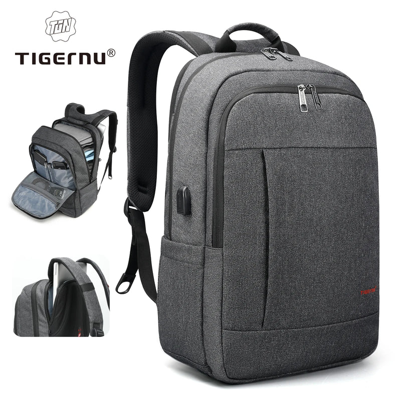 Tigernu Business Laptop Backpack Anti Theft Water Repellent USB Charging For Business Travel Daily Commute