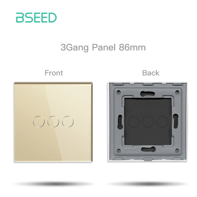 BSEED 1/2/3Gang Zigbee Touch Switch Part Glass Panel Smart Dimmer Curtain Switch DIY Part Zigbee Socket Parts With Neutral Line