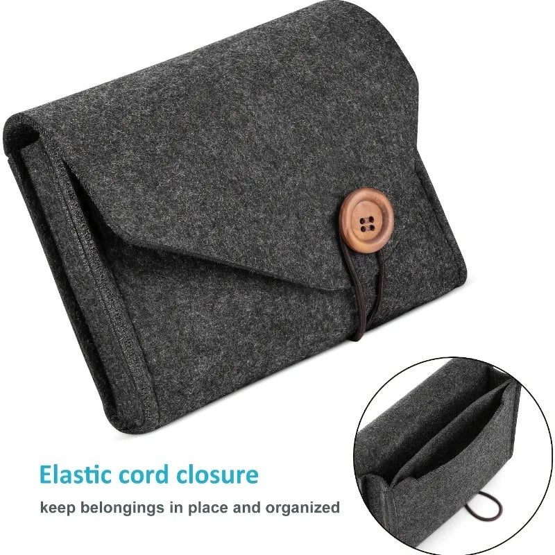 Enlarged Felt Material Cosmetic Storage Box,Organizer Pouch,Suitable for Cosmetics, Laptop Chargers, Data Cables.Storage Bag