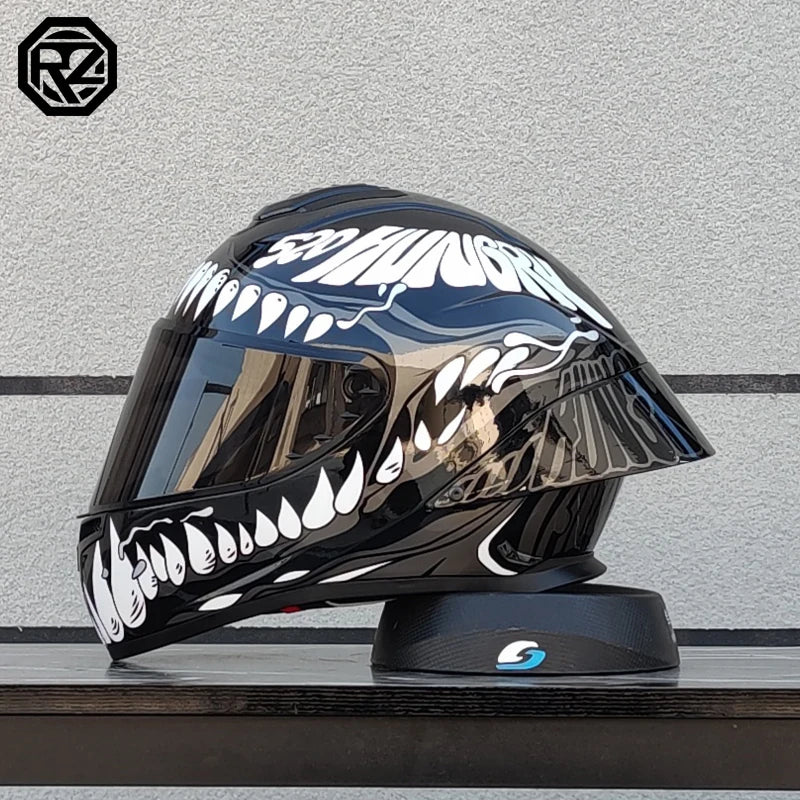 ORZ Motorcycle Helmet with Customized Large Rear Wing Full Face Adult Racing Capacetes de Moto DOT Approved