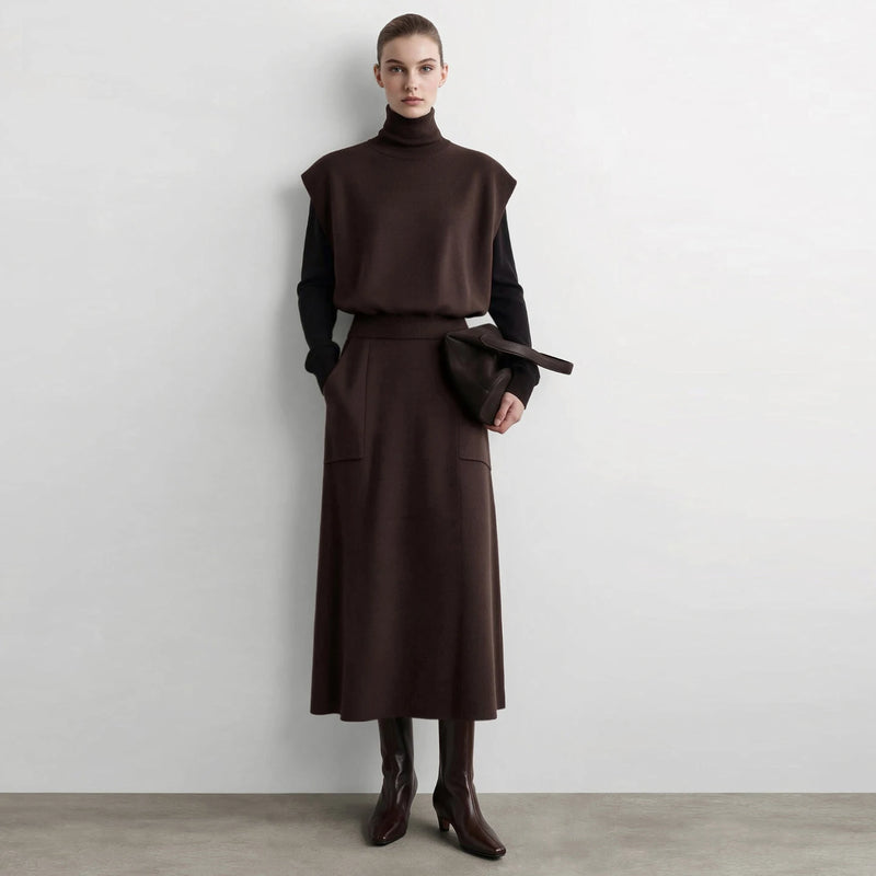 Amii Minimalist Woman A-Line Skirts Autumn Fashion Office Lady Elegant Loose Midi Knit Skirt Outfit Women's Clothing 12623124