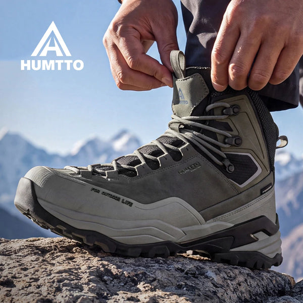 HUMTTO Winter Hiking Boots for Men Breathable Non-slip Outdoor Mountain Man Sneakers Luxury Designer Leather Mens Trekking Shoes