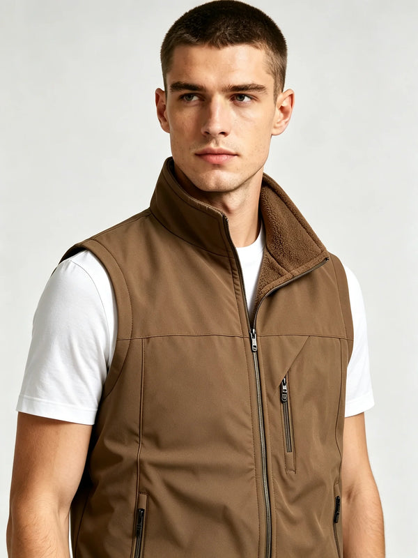 2026 Men's Vest Jacket  Outerwear Casual Style Daily New Autumn Winter Warm thickened fleece double-sided  slim fit vest