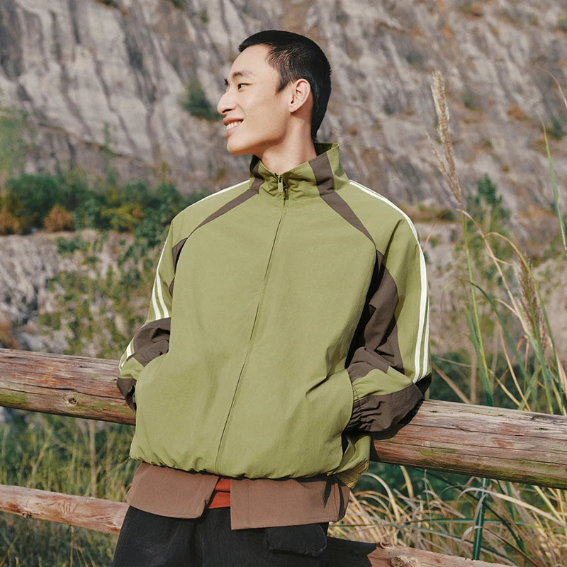 Semir Men Jacket 2026 Spring New Patchwork Sports Striped Oversized Fashion Outdoor Casual Loose Fit Tops