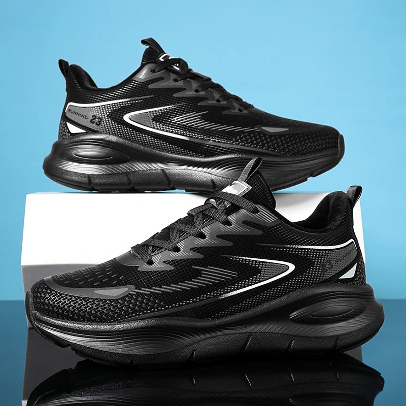 Mens Running Shoes 2025 New Mesh Breathable Comfortable Sports Shoes Trendy Casual Flat Lace-up Sneakers for Men