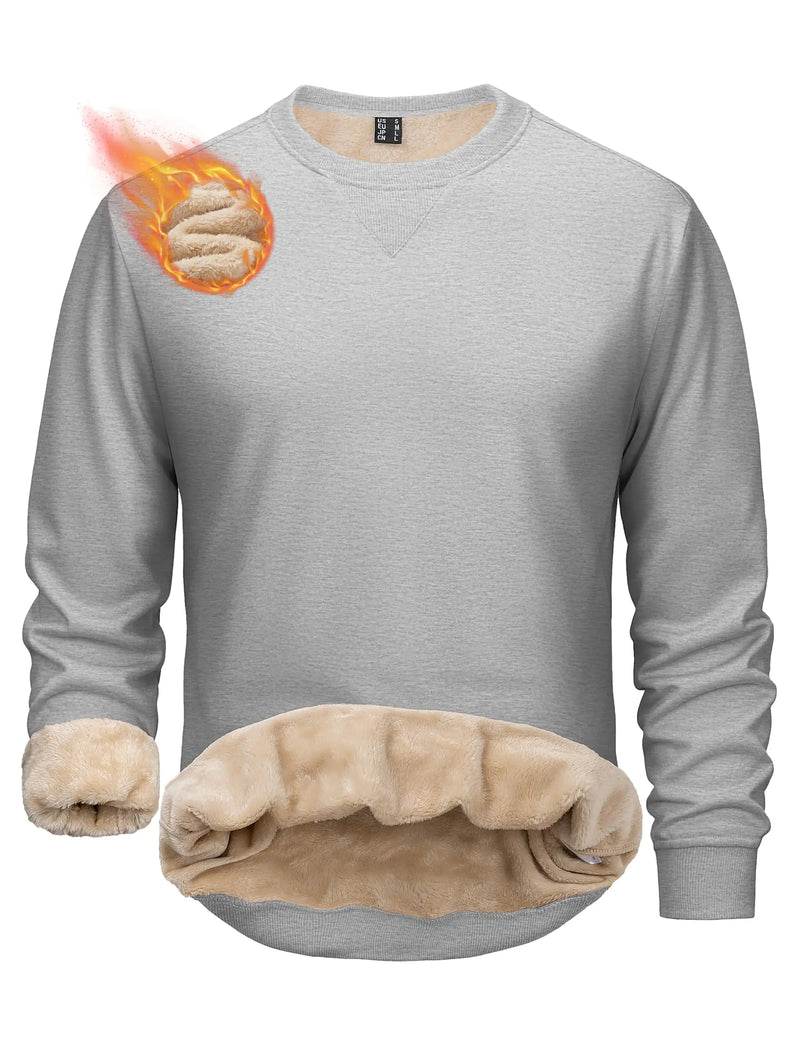 TACVASEN Men's Sherpa Lined Sweatshirt Thermal Fleece Pullover Winter Warm Thick Crewneck Sweatshirts Casual Solid Tops For Men