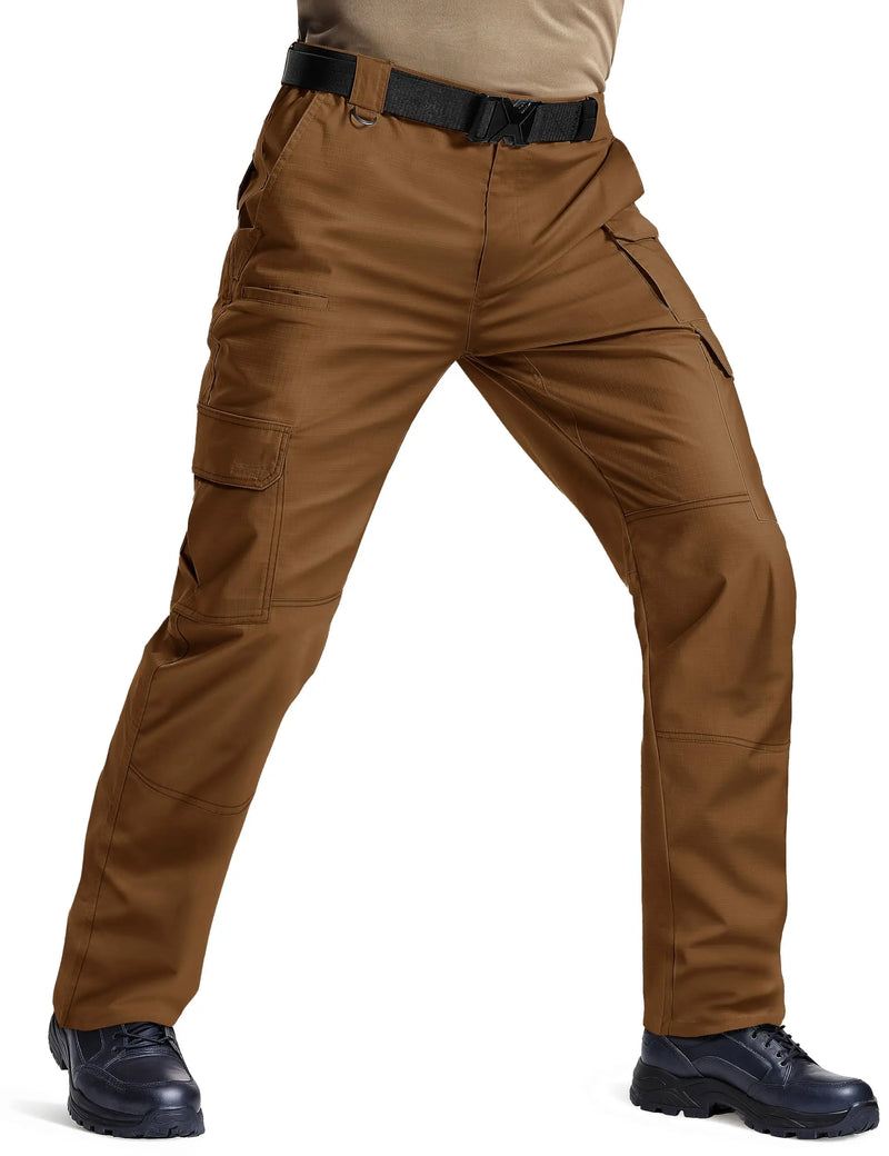 TACVASEN Mens Cargo Work Pants Hiking Tactical Waterproof Trousers Ripstop Breathable Stretch Pants with 8 Pockets(No Belt)