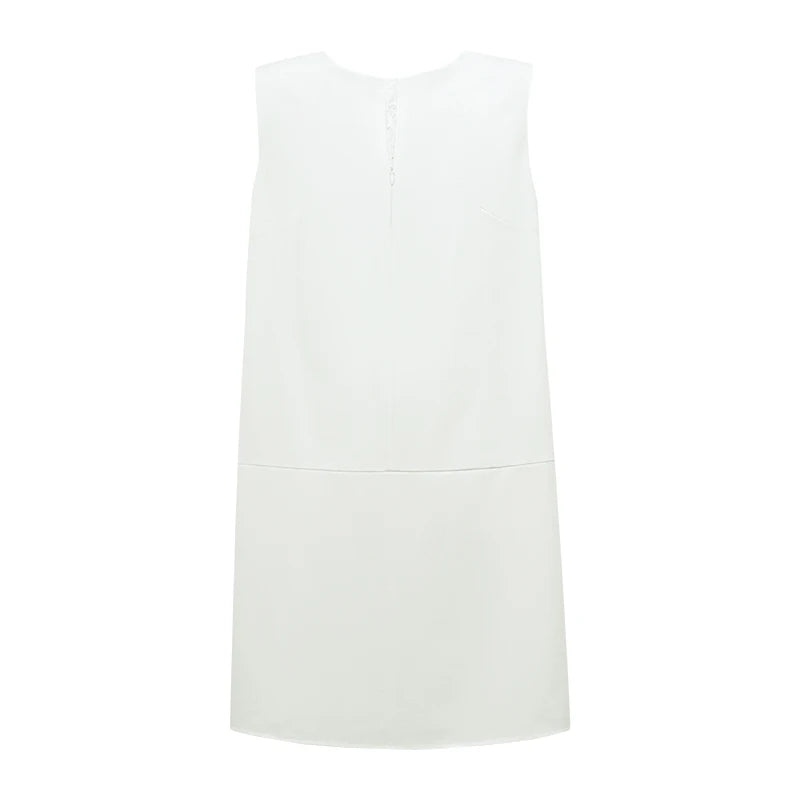 Amii Sleeveless Women's Dress 2026 Summer New O-Neck Patchwork Lace Cutout Elegant Office Midi Women's Casual Dresses 12622216