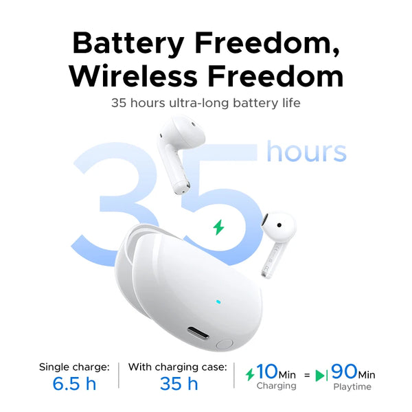 UGREEN LightBuds TWS Earphones Bluetooth 6.0 Wireless Headphones APP Spatial Audio Earbuds 4-Mic Call Noise Reduction 35 Hours