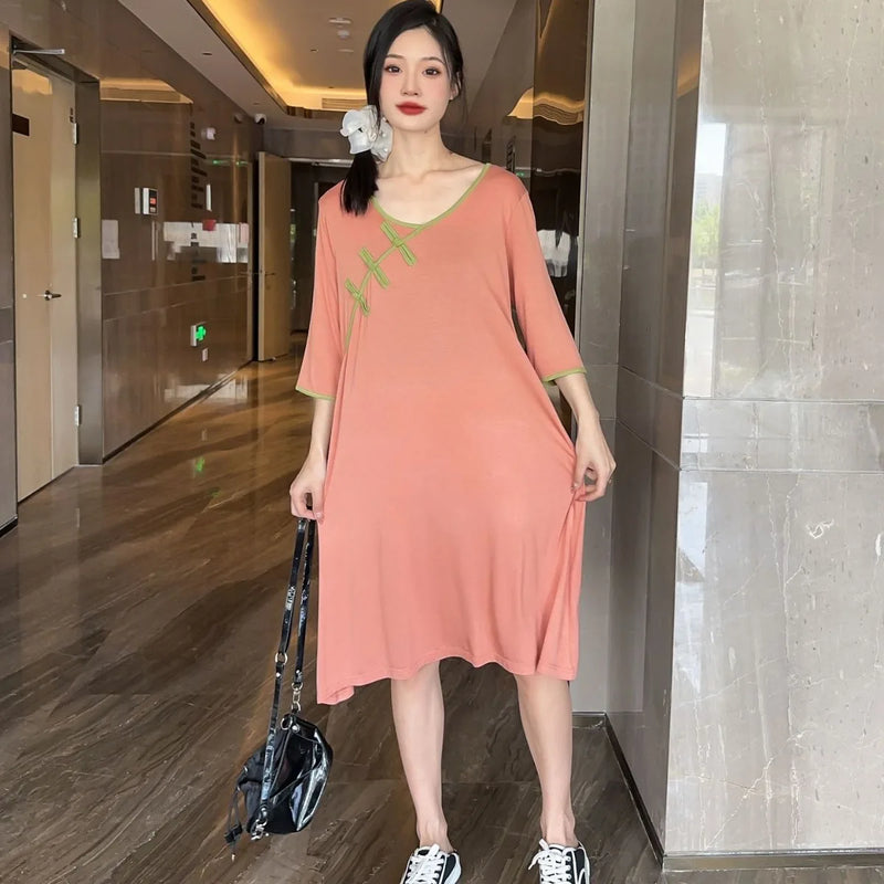 Half-length Sleepwear Women's Nightgowns Loose Comfortable Modal Night Dress Spring Autumn Nightwear Shirt Casual Homewear