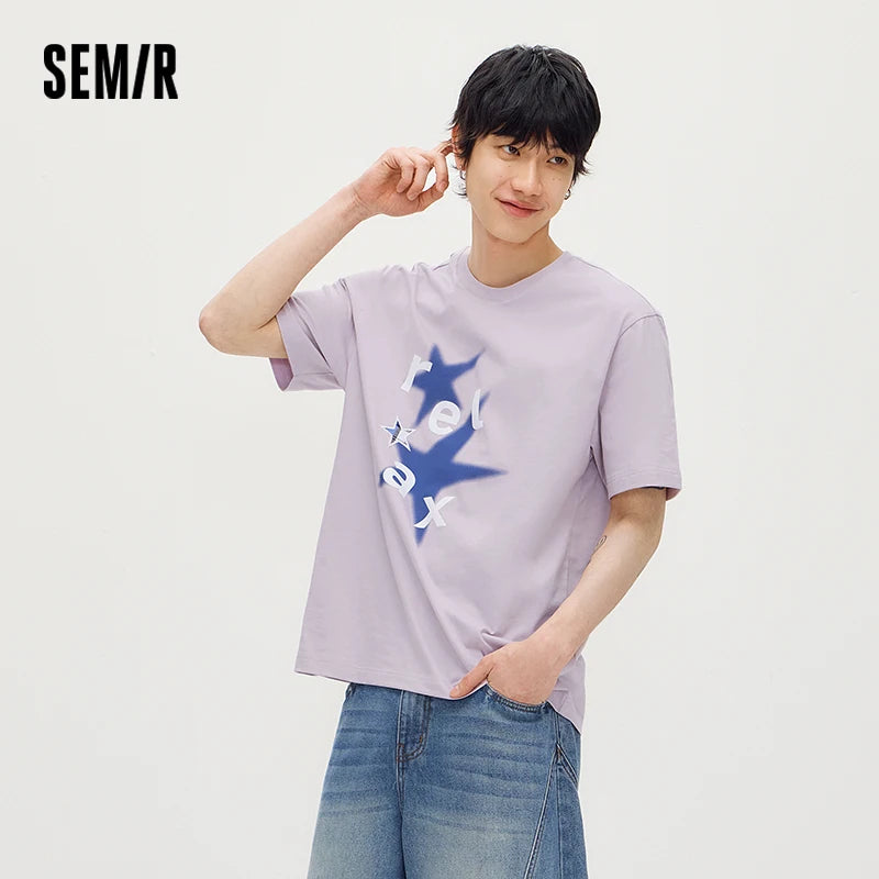 Semir Men Tshirt Tie Dye Star Printed Moisture Wicking Quick Dry Knit Couple Style 2026 Summer Casual Top