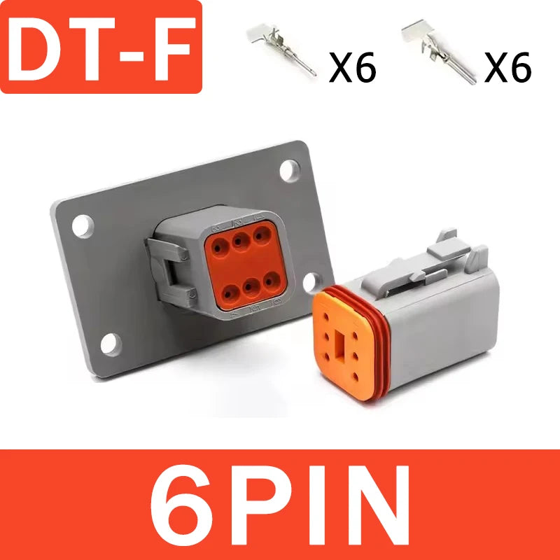 Deutsch DT04/DT06 Waterproof Connector with Fixed Flange DT04-2P/4P/6P/8P/12P & DT06-2S Male/Female Plug for Truck, Agriculture