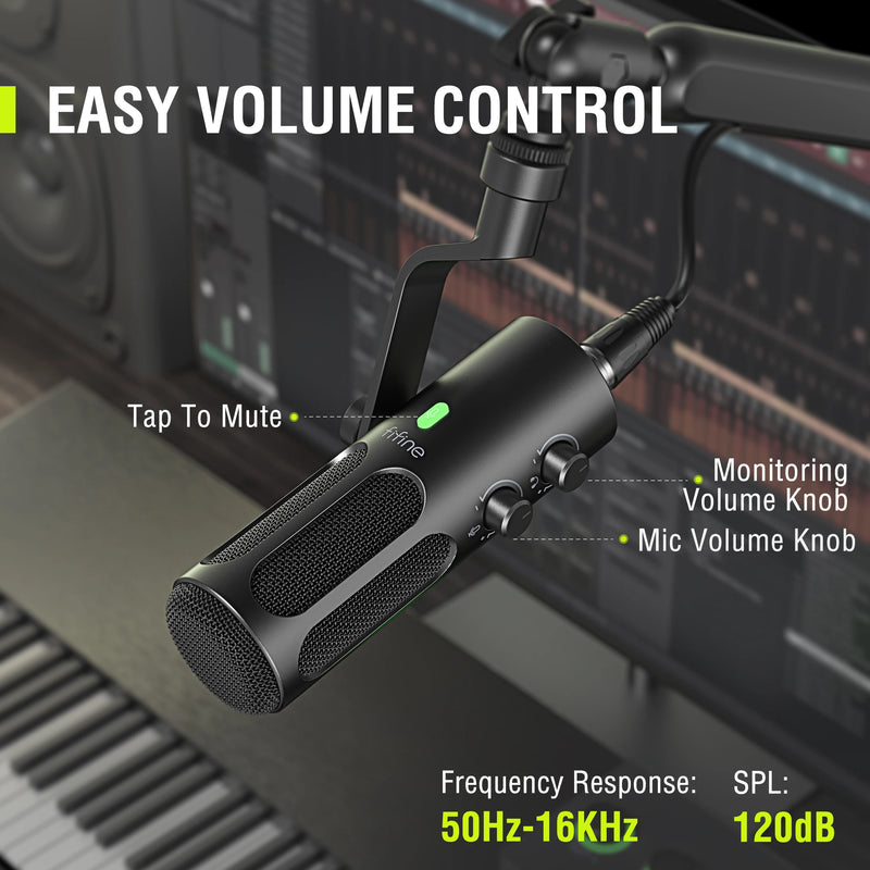 FIFINE Tank3 Heavy-Duty Metal USB/XLR Dynamic Microphone for Podcasting, Studio-Grade Recording, Noise Reduction & Premium Sound