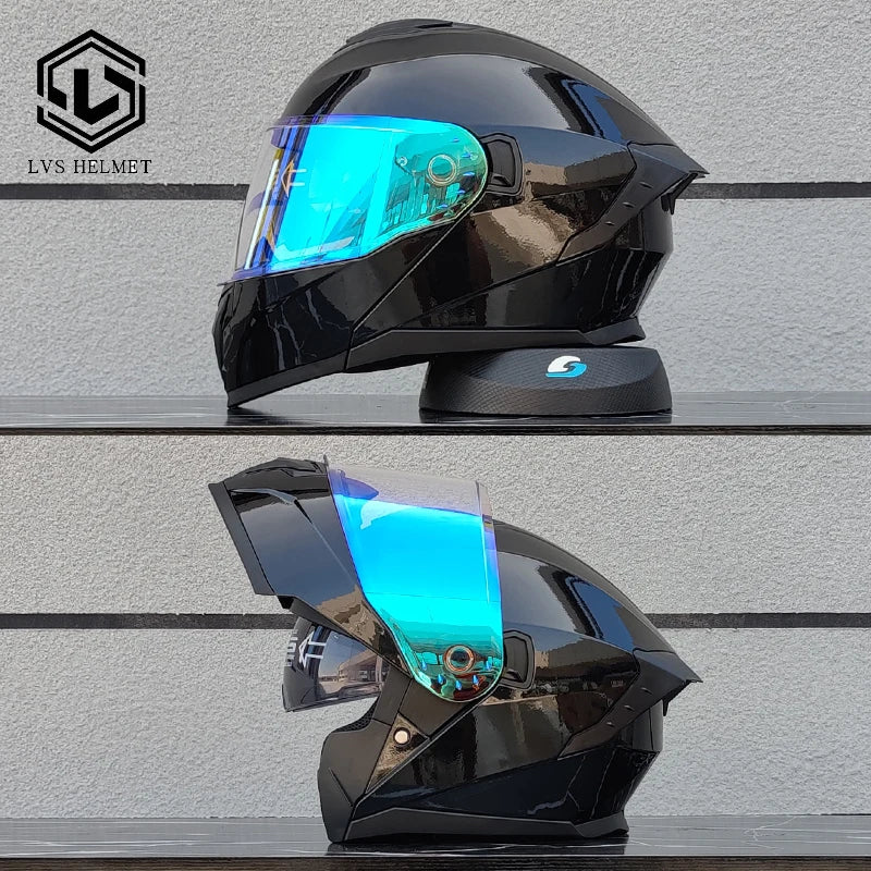 2025 latest motorcycle helmet modular flip helmet casque moto semi full duplex helmet suitable for both men and women LVS-909