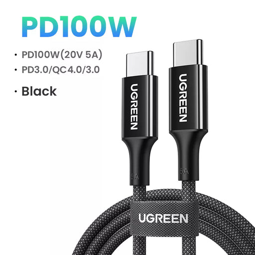 UGREEN USB C Cable 100W for iPhone 15 MacBook Pro Samsung S23 Xiaomi Built in E-marker Chip 5A Fast Charging Cable Type C Cable 100W Fashion Black CHINA