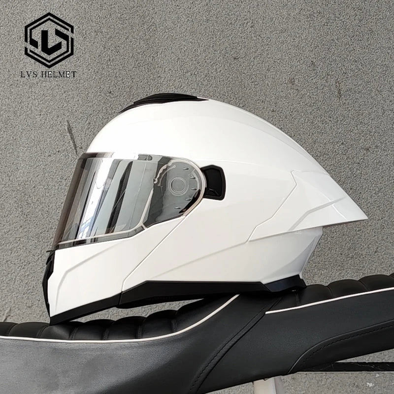 LVS-909 Motorcycle Modular Flip Helmet Dual Lens Big Wing Anti-Fog Visor Men Women Motorbike Touring Safety Headgear Casque Moto