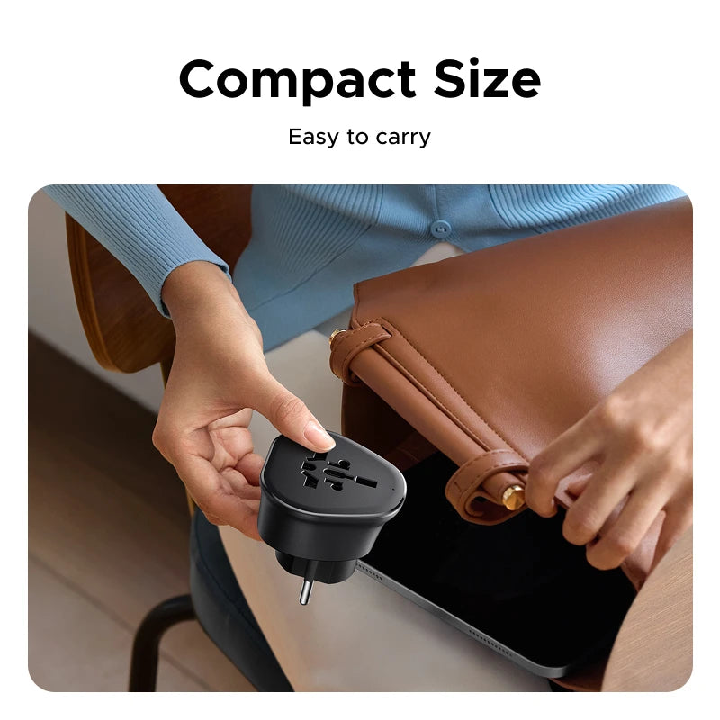 UGREEN Universal Travel Adapter Multi-Country Power Adaptor EU/US/UK Plug Converter Compatible with EU US UK KR RU Outlets