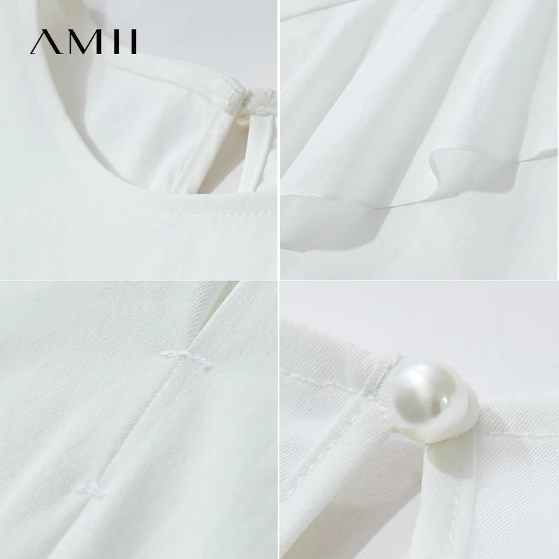 AMII រ៉ូបរលុងឆើតឆាយសម្រាប់នារីការិយាល័យរដូវក្តៅឆ្នាំ ២០២៥ រ៉ូបរលកផ្កាឈូកសាមញ្ញដៃអាវមិនទៀងទាត់ឆើតឆាយសម្រាប់ពិធីជប់លៀងមីឌី ១២៥៥២០៦៩