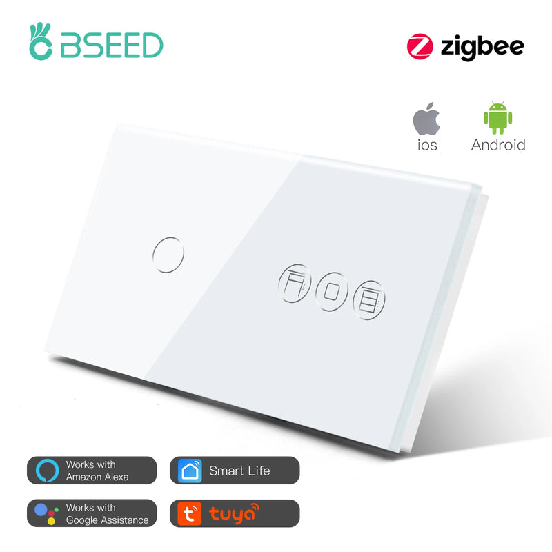 BSEED Smart Zigbee Tuya Switches For Electric Motorized Blinds Roller Shutter Wireless Light Switch Support Smart Home Alexa App