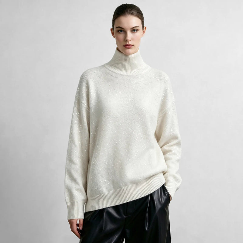 អាវយឺតប៉ាក់ Amii Turtleneck ស្មាទម្លាក់ អាវយឺតរលុងសម្រាប់នារី សាមញ្ញ ងាយស្រួលប្រើ ងាយស្រួលធ្វើដំណើរ អាវយឺតរដូវរងាសម្រាប់នារី 12624116