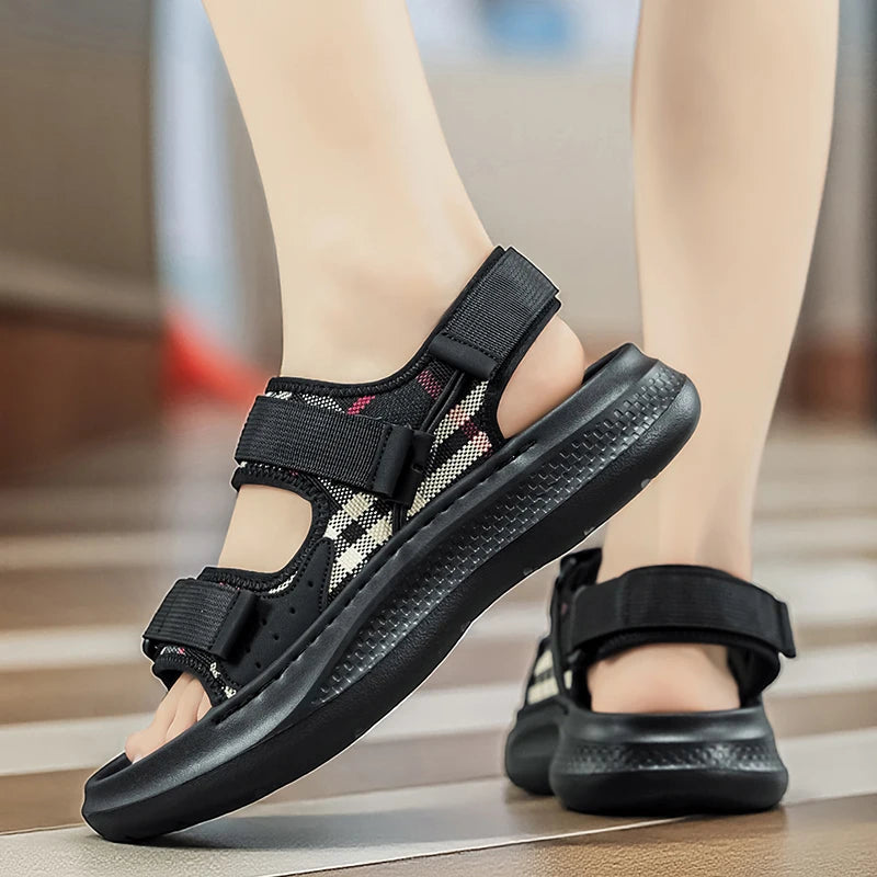 Men's Thick Sole Comfort Casual Sandals Summer New Breathable lightweight Outdoor Beach Shoes Slip on Walking Daily Wear Sandals