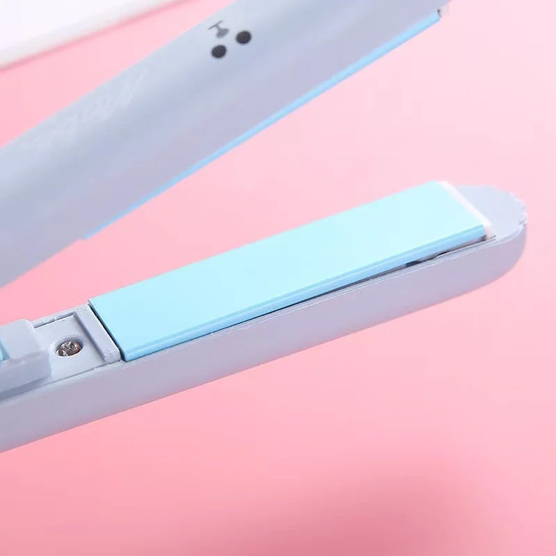 Portable Mini Flat Iron Dual Use Hair Straightener Curler Travel Bangs Styling Hair Tool