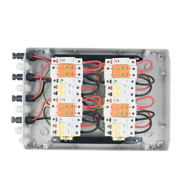 TOMZN Solar Photovoltaic PV Combiner Box With Lightning Protection 4 Input 4 Out DC 600V Fuse MCB SPD Waterproof Box IP65 24ways