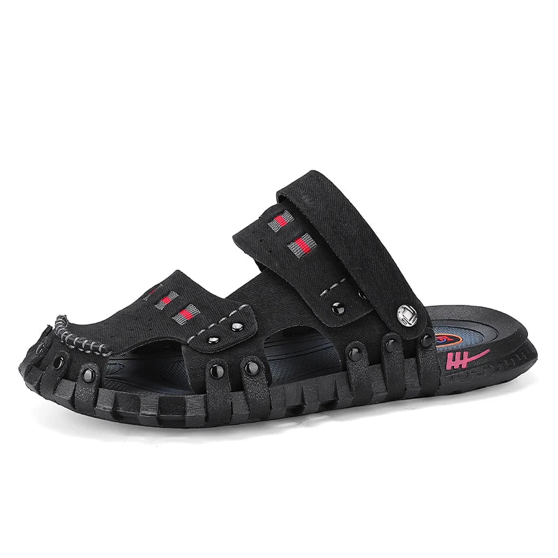 Men's Closed Toe Anti-collision Sandals Summer Soft Sole Breathable Outdoor Casual Beach Shoes fashion youth double-use slippers