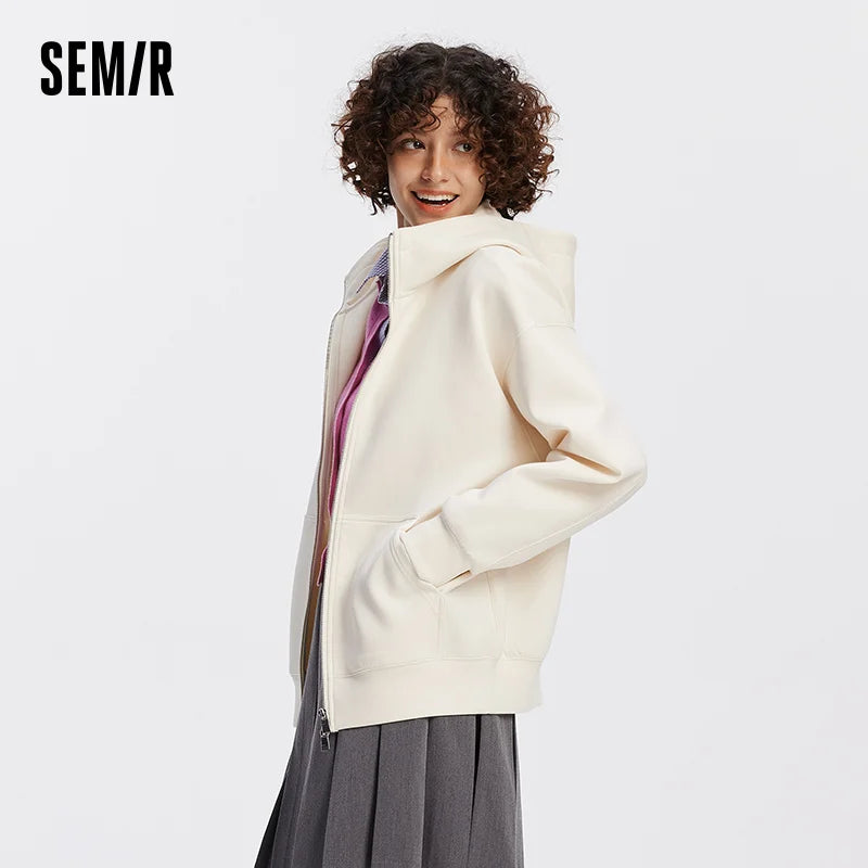 Semir Women Jacket Solid Hooded Loose Soft Casual Style Everyday Lightweight Autumn Outerwear Clean Easy Layer 2026
