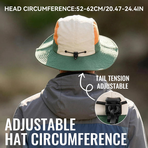 WRELS Sun Hat Wide Brim UV Protection Bucket Hat Foldable Breathable Mesh Fishing Safari Hat Men Women Hiking Travel Boonie Hat