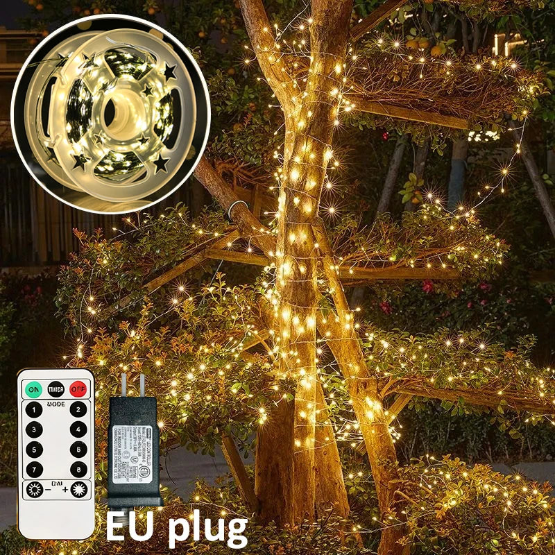 Fairy Lights String Lights with Remote Control 8 Modes Waterproof Wire Light for Patio Yard Trees Christmas Party Lighting