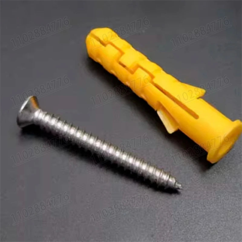M6 M8 Yellow Plastic Expansion Pipe Column Concrete Wall Plug Frame Fixing Tube Anchors for to the Fixed on Drywall 200pieces