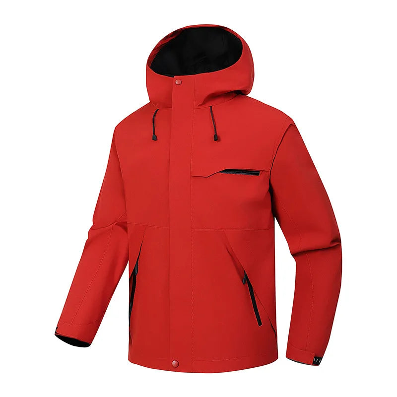 2026 Spring New Arrival Men's Long-Sleeve Hooded Jacket, Zip-Up Windbreaker, Available in Gray, Green, Black, and Blue.