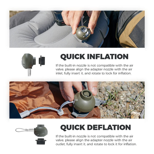ម៉ាស៊ីនបូមខ្យល់ Naturehike Wind-nano ទម្ងន់ស្រាល 3.5Kpa សម្រាប់ពូកខ្យល់ក្រៅផ្ទះ ក្បាលបូមខ្យល់ចំនួន 8 សម្រាប់បោះតង់ ងាយស្រួលយកតាមខ្លួន