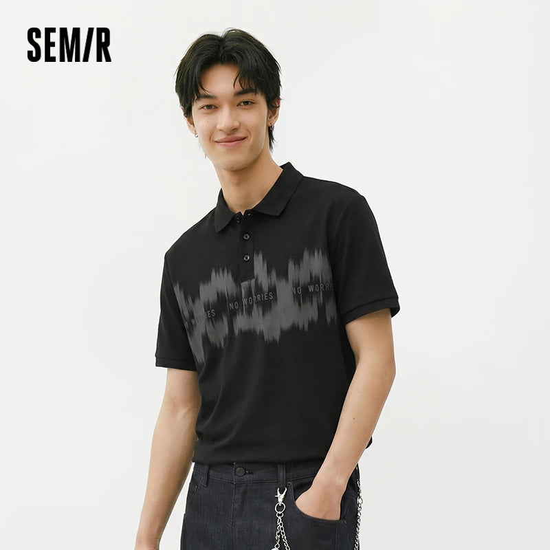 Semir Men Polo Shirt Soft Cotton Letter Embroidered Tie Dye Knit 2026SummerFashion Casual Style Lightweight Breathable Daily Top