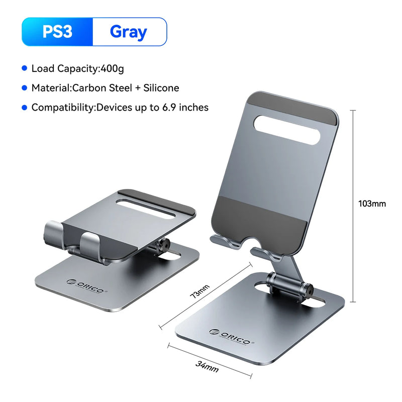 ORICO Portable Phone Holder 180° Tilt Rotation Adjustable Max Load 400g Universal Phone Stand for Office Travel Entertainment