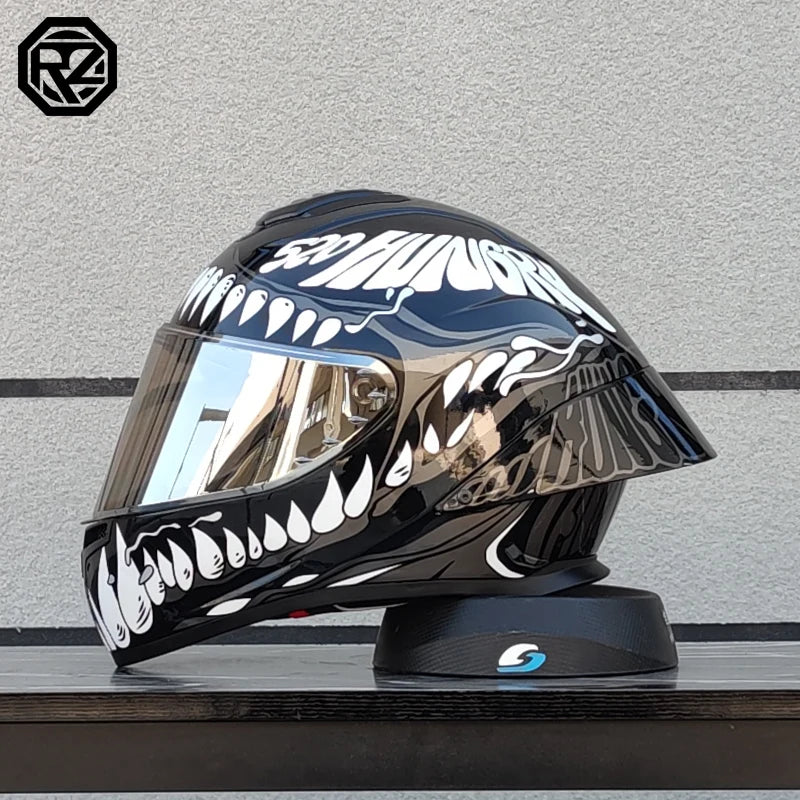 ORZ Motorcycle Helmet with Customized Large Rear Wing Full Face Adult Racing Capacetes de Moto DOT Approved