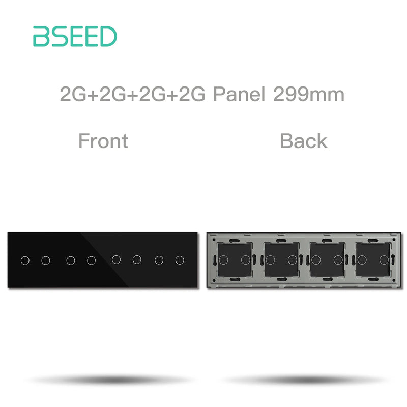BSEED M1 Crystal Glass Panel 299mm For Touch Switches Quadruple 1/2/3Gang With Metal Plate Wall Light Switch Function Part Only