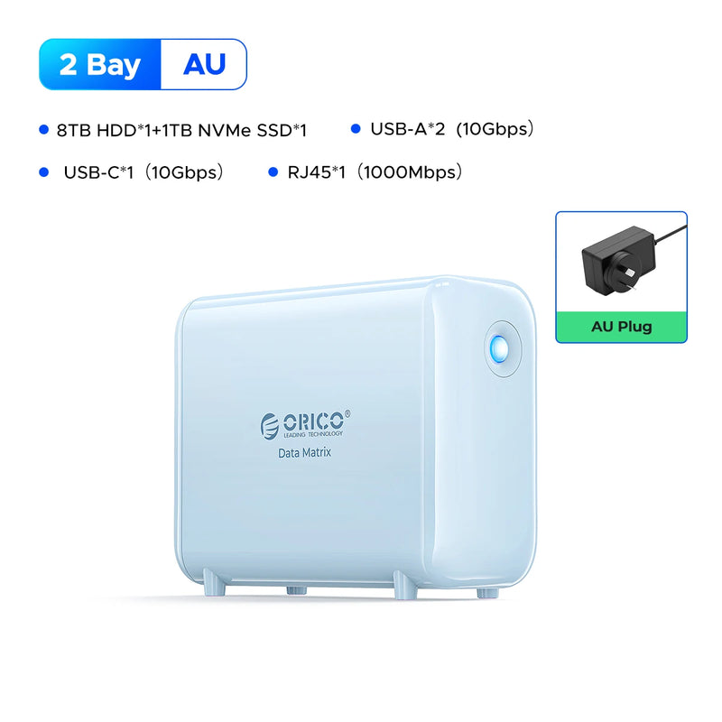 ORICO DataMatrix Editing Hybrid Converged Storage WD Red HDD,NVMe SSD,RGB Aura ,10Gbps USB & RJ45,Seamless Workflow for Creators